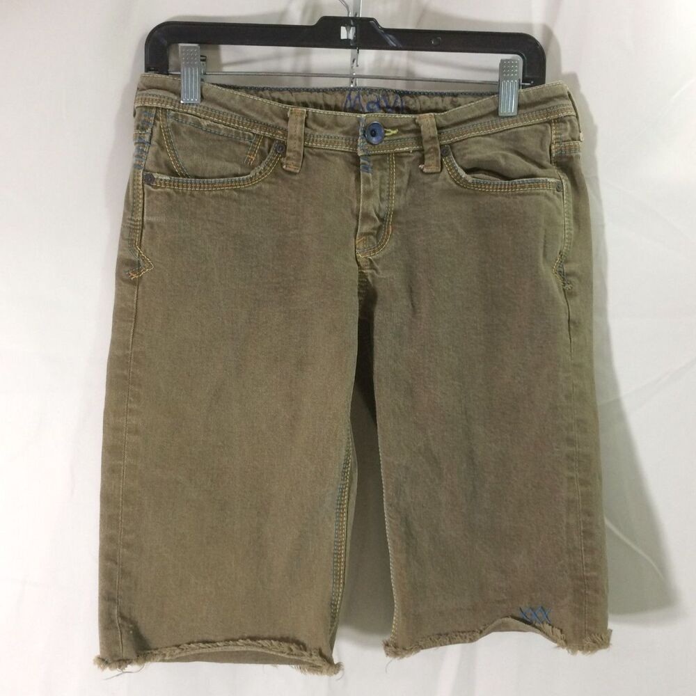 Mavi Brown Capri Jeans Embroidered Pocket Contrast Stitch Y2K Style Size 29